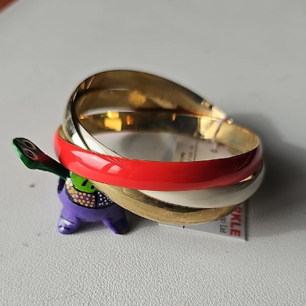 Women's High Polished Trinity Bangle Bracelet - Picture 1 of 3